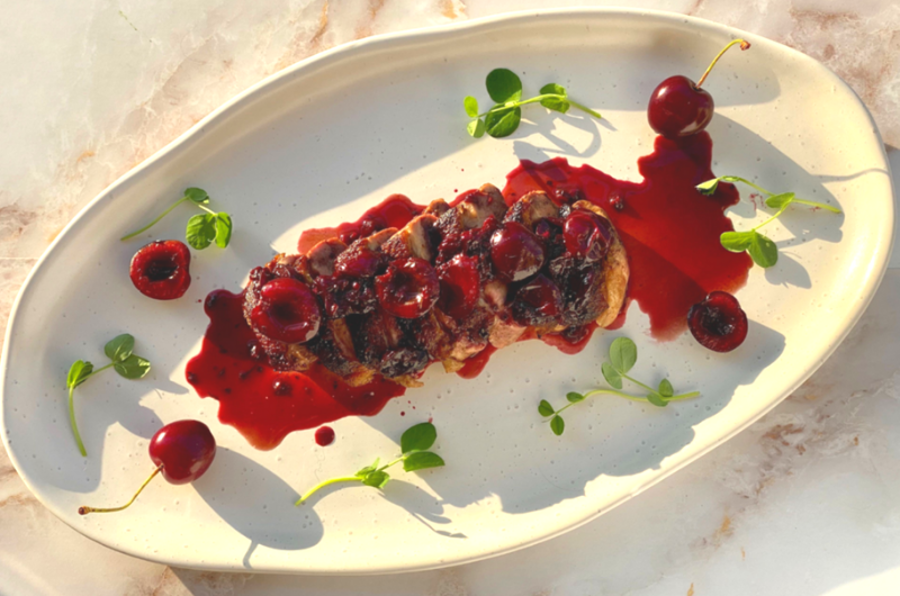 Roasted Duck Breast With Balsamic Sweet Cherry & Red Wine Sauce